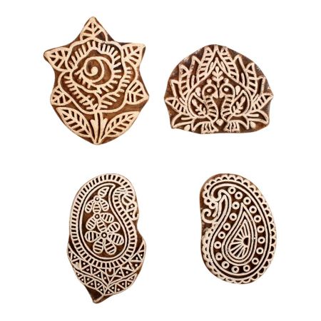 Set of 4 Piece New Mix Wooden Printing Block